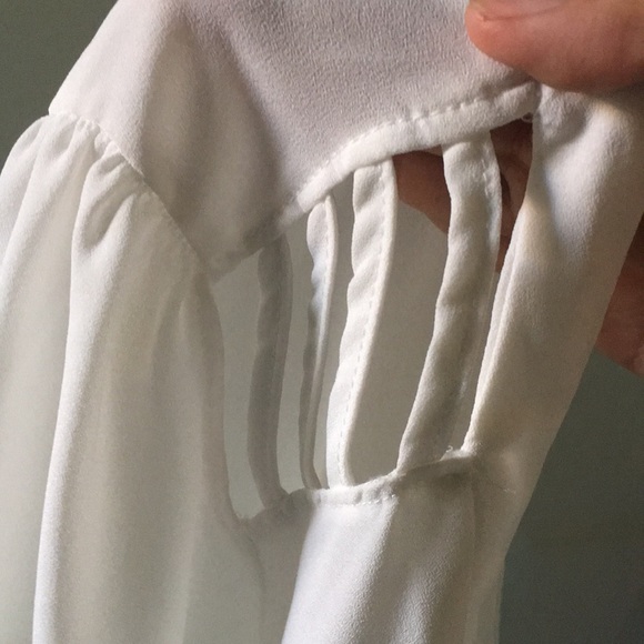 White Long Sleeve Sheer Blouse - Picture 3 of 3